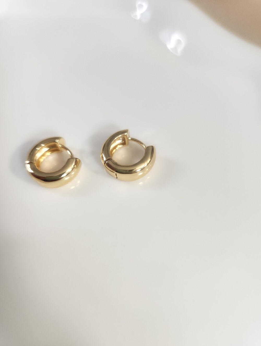 14k Gold Plated Chunky Huggie Earrings
